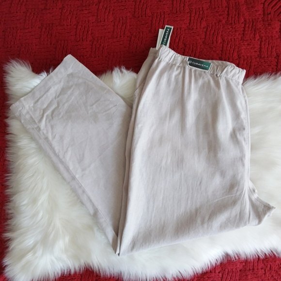 Linen Blend Pants Cubavera Khaki Elastic Adjustable Waist 3XB - Picture 7 of 9